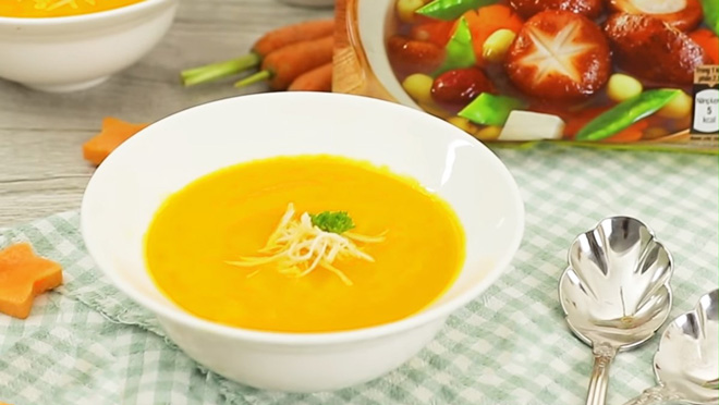 Súp cà rốt, gừng dinh dưỡng cho gia đình