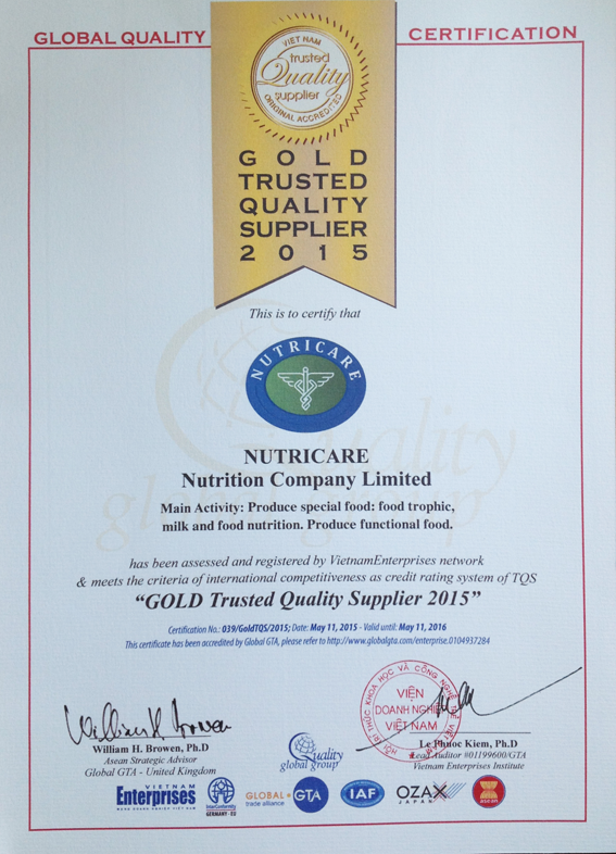 Nutricare – Nhà cung cấp chất lượng 2015