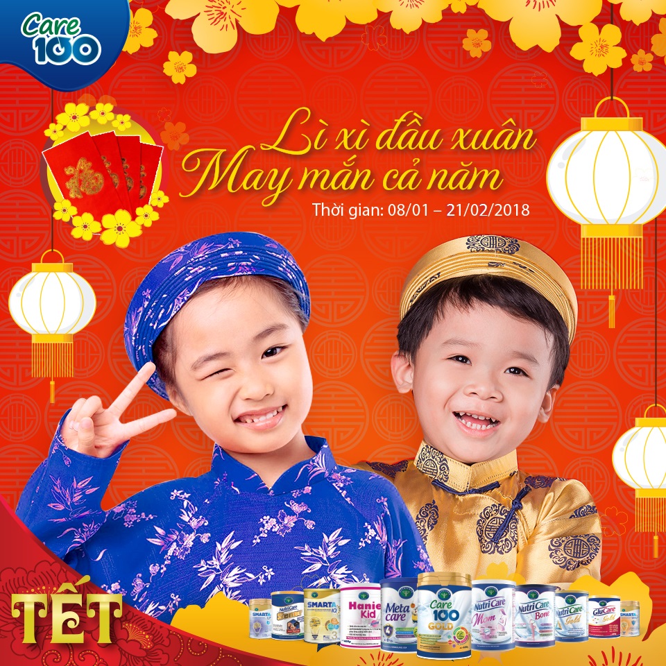 Đón xuân tưng bừng với chương trình khuyến mại cực lớn từ Nutricare: “Lì xì đầu xuân – May mắn cả năm”