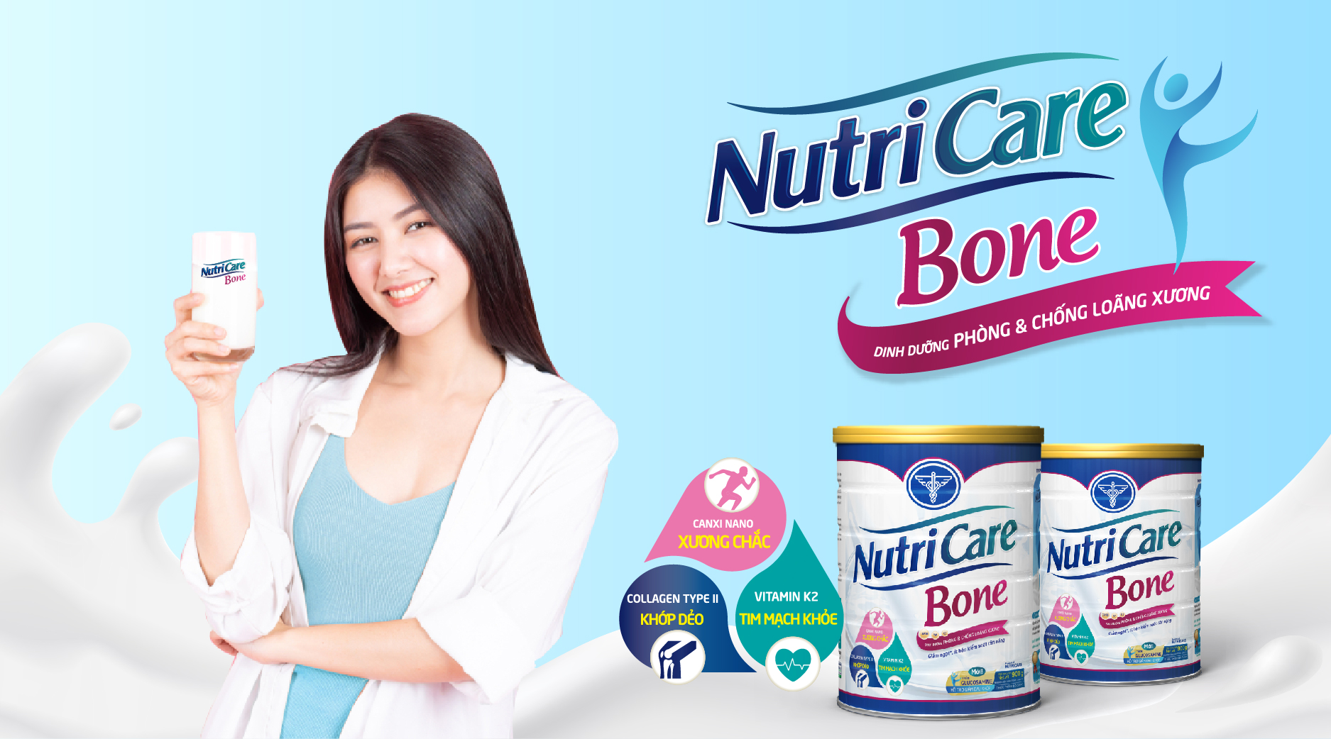 Xương khớp chắc khỏe chỉ với 2 ly sữa Nutricare Bone mỗi ngày