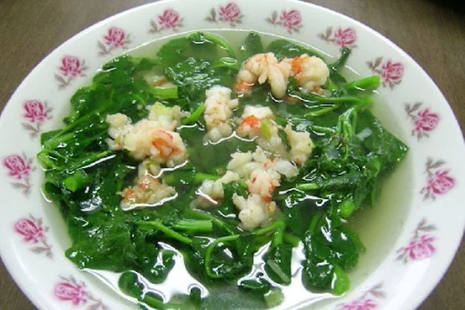 Canh cải xoong nấu tôm tốt cho bệnh tiểu đường