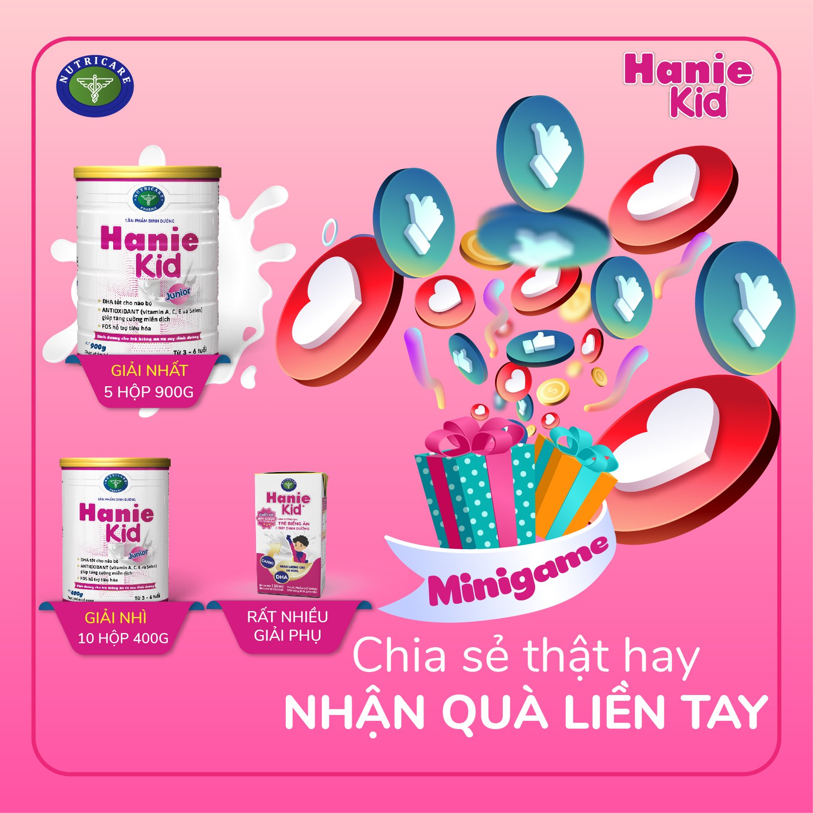 Mini Game Hanie Kid: “Chia se thật hay, nhận quà liền tay”