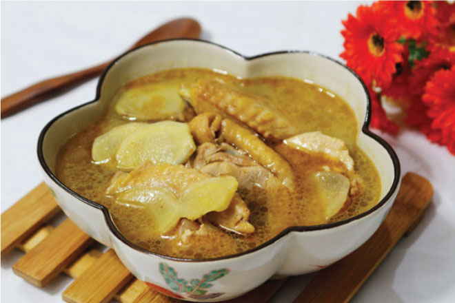 Canh gà nấu gừng