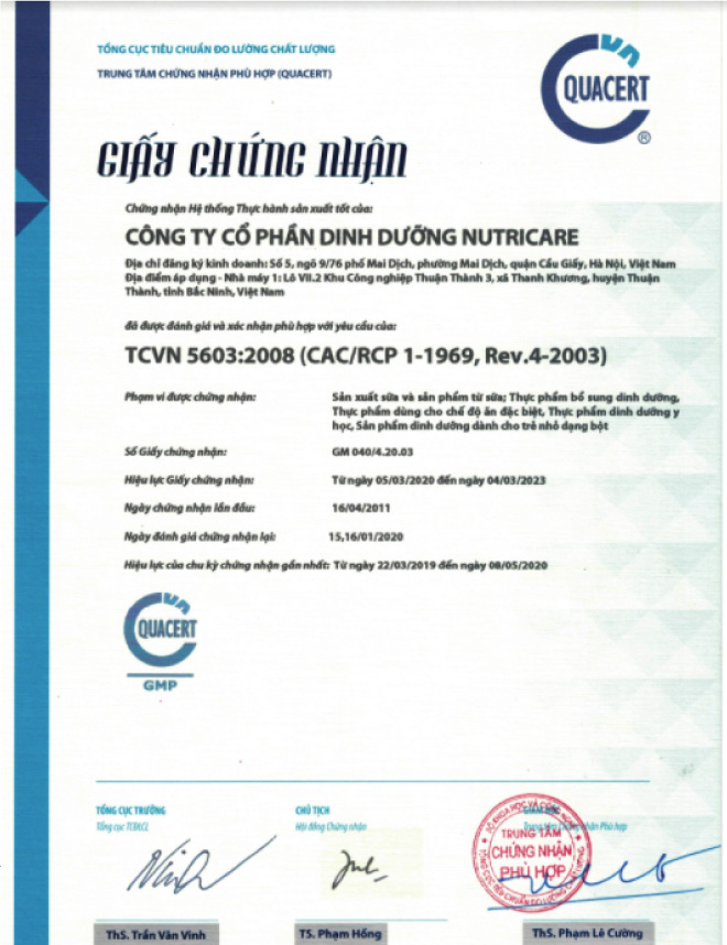 Giấy chứng nhận của sản xuất đạt tiêu chuẩn