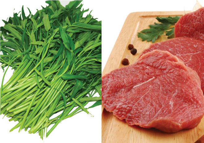 Thịt bò và rau muống