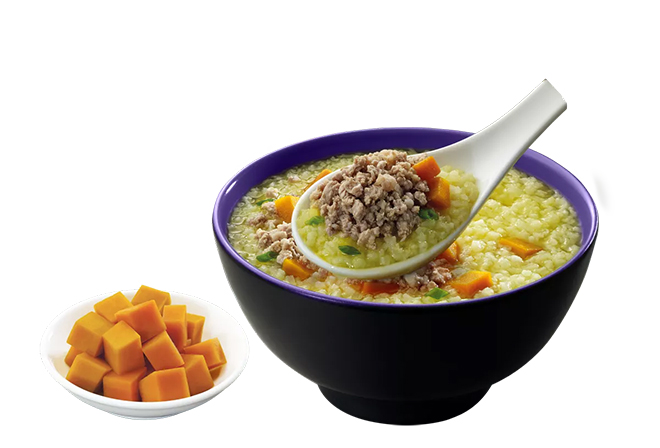 Cháo bí đỏ hầm thịt heo