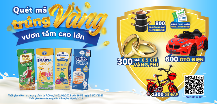 Thông báo gia hạn thời gian tham gia chương trình khuyến mại “Quét mã trúng vàng – Vươn tầm cao lớn”