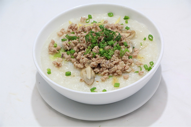 Cháo thịt băm gừng tươi
