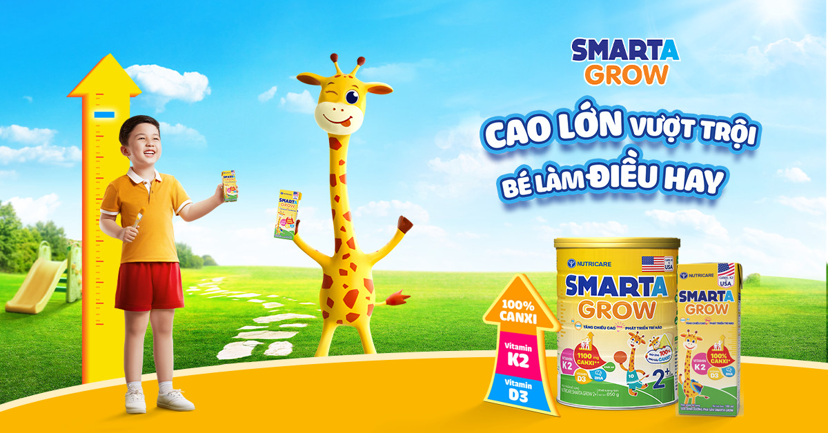 Smarta Grow 2+ với 1.100mg canxi: Giải pháp tăng chiều cao vượt trội