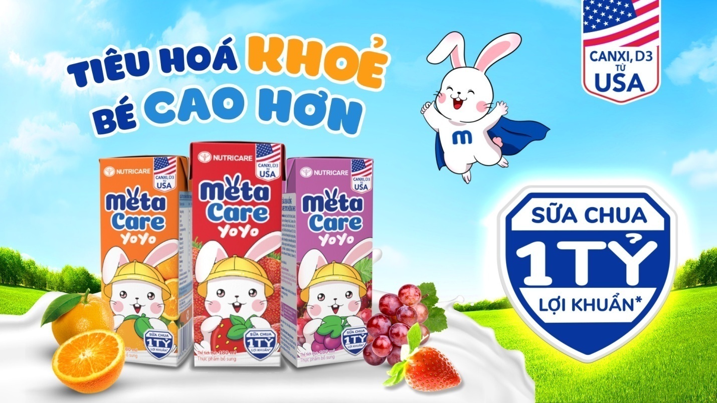 Sữa Chua Uống Metacare 1 tỷ lợi khuẩn mới giúp tăng cường sức khỏe đường ruột cho trẻ nhỏ